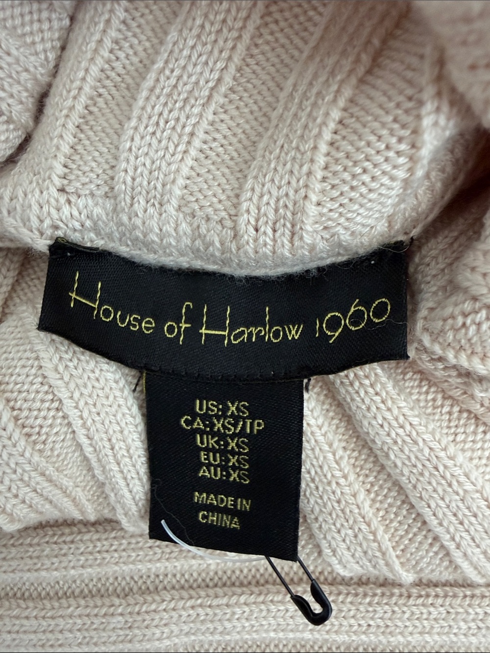 House of Harlow 1960 Cropped Ribbed Turtleneck Sweater - Beige - Picture 2 of 3
